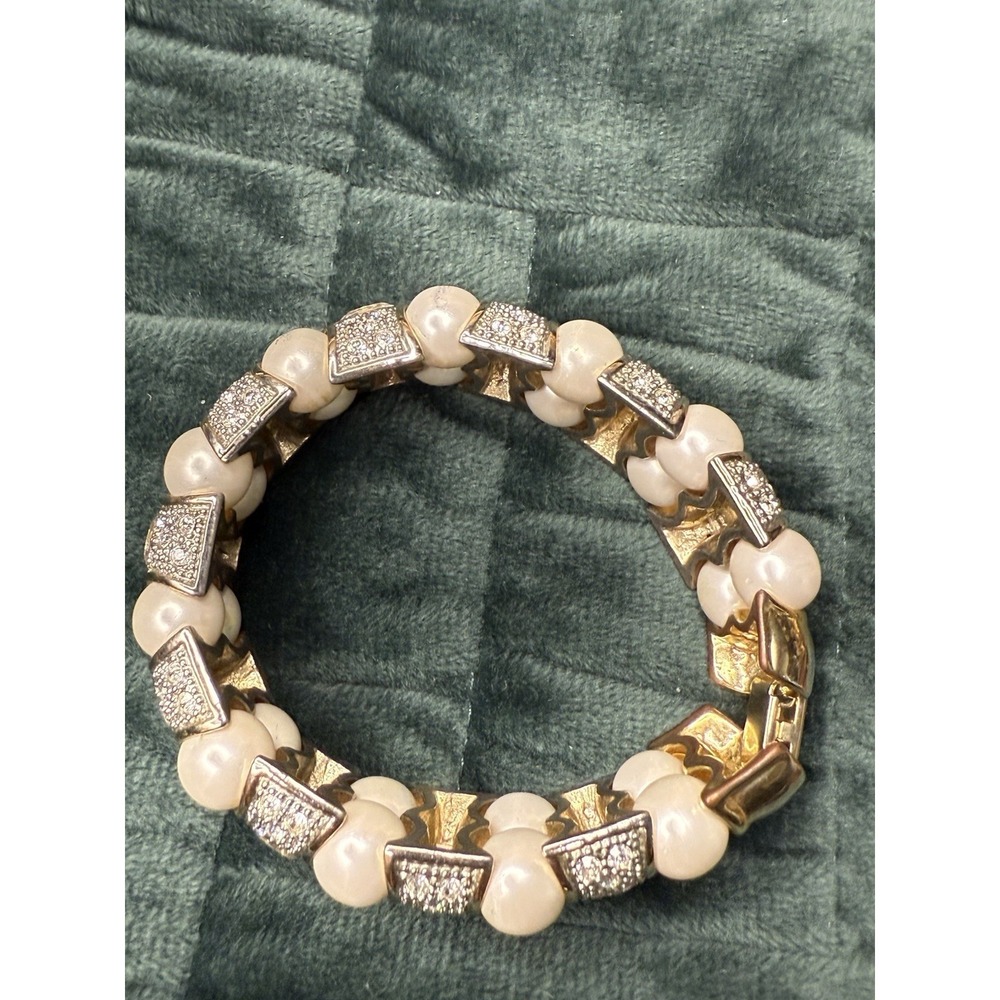 Vintage costume Jewelry Pearl & Crystal Stunning Bracelet –Grandmacore chic - Picture 6 of 6